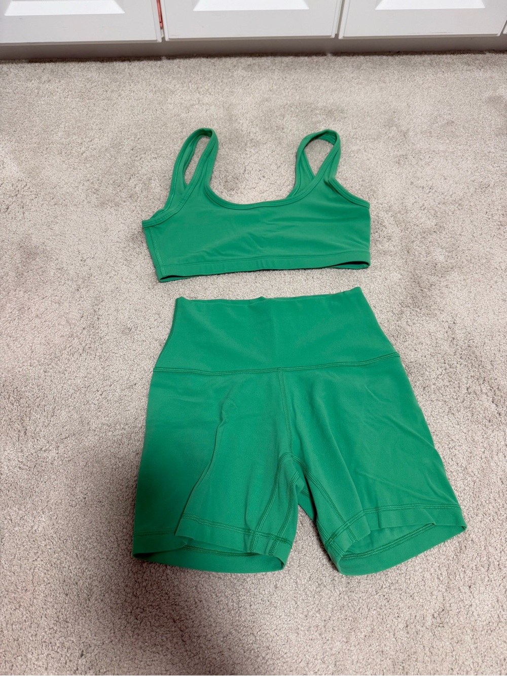 Aritzia TNA sports bra and biker shorts set
